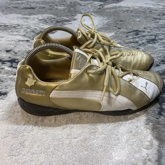 Puma Ducati MotoGP Vintage Sneakers White & Gold Special Edition women's Sz‎ 10 - Picture 5 of 7